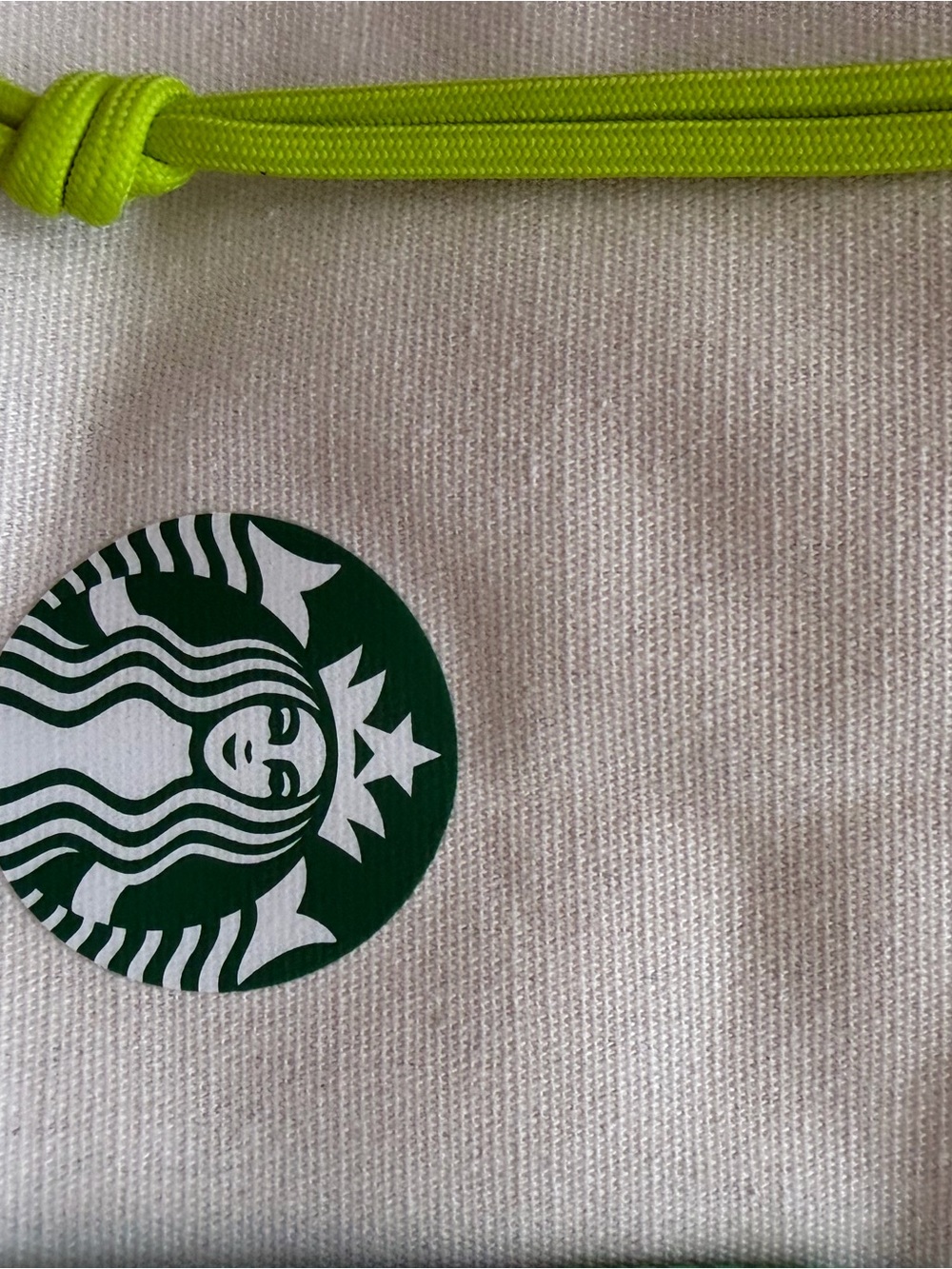 Starbucks White Canvas Tote with Rainbow Rope Handles and Turquoise Drawcord - Picture 6 of 11